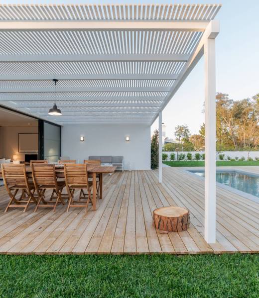 Modern villa with pool and deck with interior view Modern villa with pool and deck with interior view